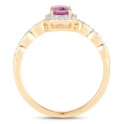 0.80 Carat Genuine Pink Sapphire and White Diamond 14K Yellow Gold Ring Bids.com
