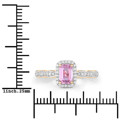0.80 Carat Genuine Pink Sapphire and White Diamond 14K Yellow Gold Ring Bids.com
