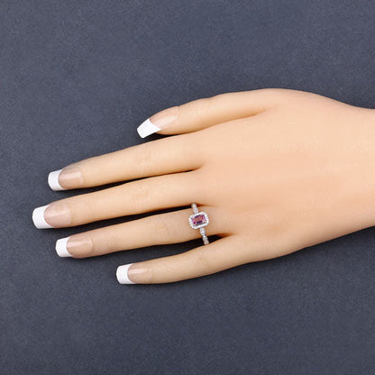 0.80 Carat Genuine Pink Sapphire and White Diamond 14K Yellow Gold Ring Bids.com