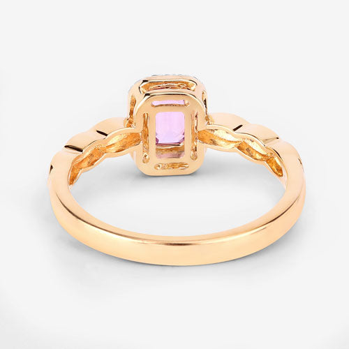 0.80 Carat Genuine Pink Sapphire and White Diamond 14K Yellow Gold Ring Bids.com