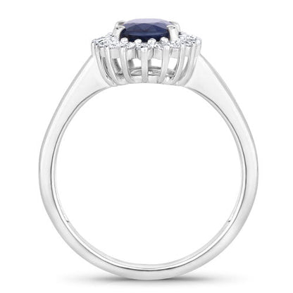 1.73 Carat Genuine Blue Sapphire and White Diamond 14K White Gold Ring Bids.com