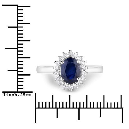 1.73 Carat Genuine Blue Sapphire and White Diamond 14K White Gold Ring Bids.com
