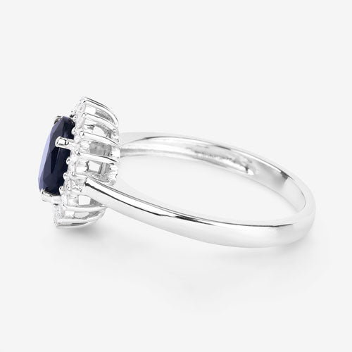 1.73 Carat Genuine Blue Sapphire and White Diamond 14K White Gold Ring Bids.com