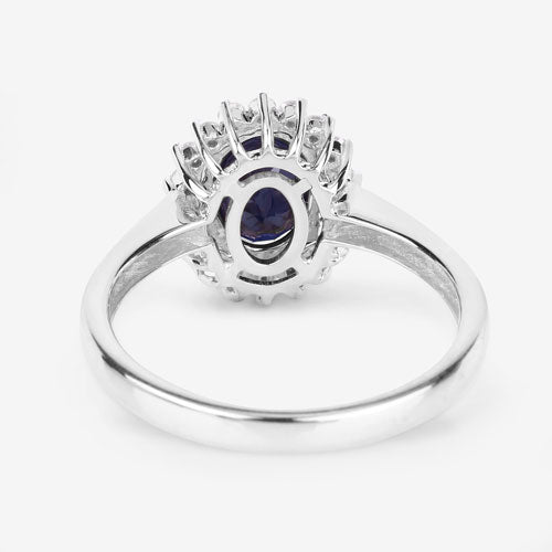 1.73 Carat Genuine Blue Sapphire and White Diamond 14K White Gold Ring Bids.com