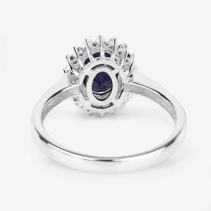 1.73 Carat Genuine Blue Sapphire and White Diamond 14K White Gold Ring Bids.com