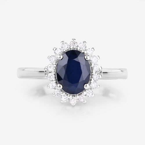 1.73 Carat Genuine Blue Sapphire and White Diamond 14K White Gold Ring Bids.com