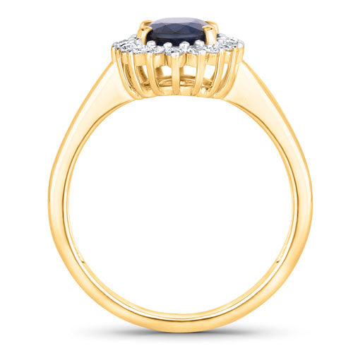 1.73 Carat Genuine Blue Sapphire and White Diamond 14K Yellow Gold Ring Bids.com