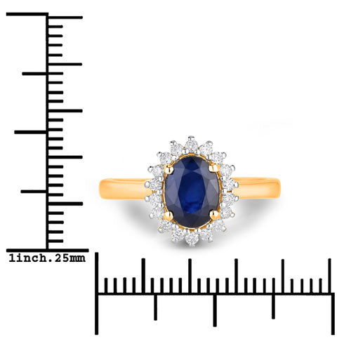 1.73 Carat Genuine Blue Sapphire and White Diamond 14K Yellow Gold Ring Bids.com