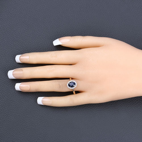 1.73 Carat Genuine Blue Sapphire and White Diamond 14K Yellow Gold Ring Bids.com