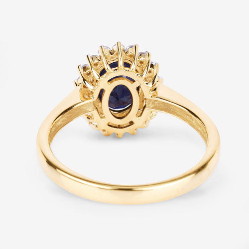 1.73 Carat Genuine Blue Sapphire and White Diamond 14K Yellow Gold Ring Bids.com