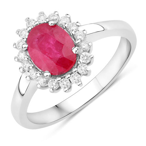1.64 Carat Genuine Ruby and White Diamond 14K White Gold Ring Bids.com