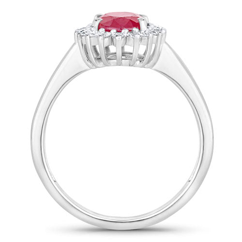 1.64 Carat Genuine Ruby and White Diamond 14K White Gold Ring Bids.com