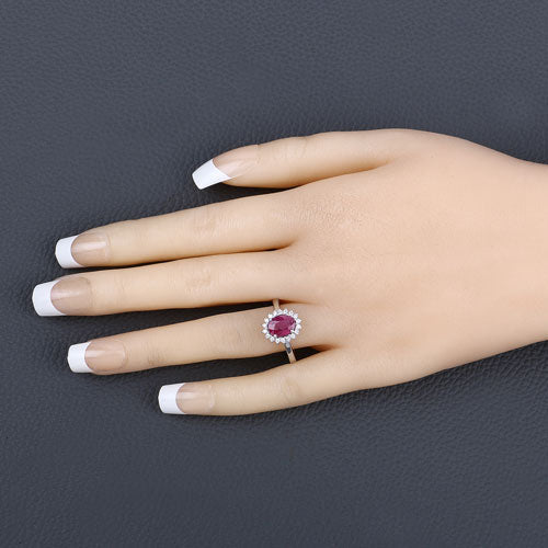 1.64 Carat Genuine Ruby and White Diamond 14K White Gold Ring Bids.com
