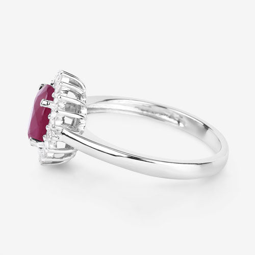 1.64 Carat Genuine Ruby and White Diamond 14K White Gold Ring Bids.com