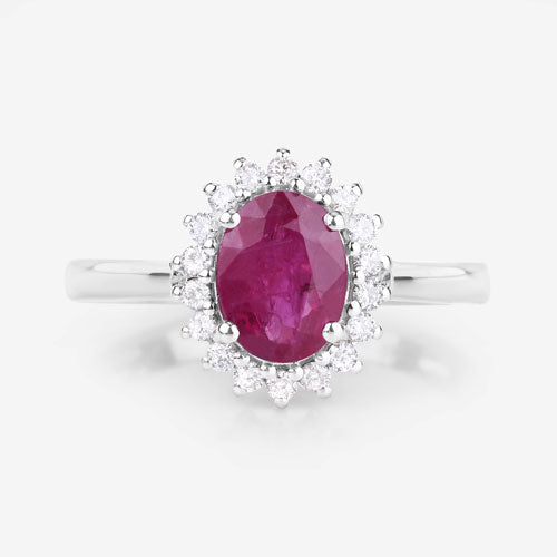 1.64 Carat Genuine Ruby and White Diamond 14K White Gold Ring Bids.com