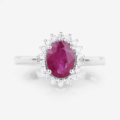 1.64 Carat Genuine Ruby and White Diamond 14K White Gold Ring Bids.com
