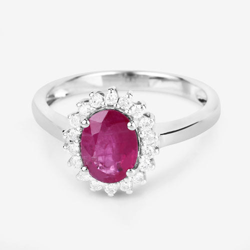 1.64 Carat Genuine Ruby and White Diamond 14K White Gold Ring Bids.com
