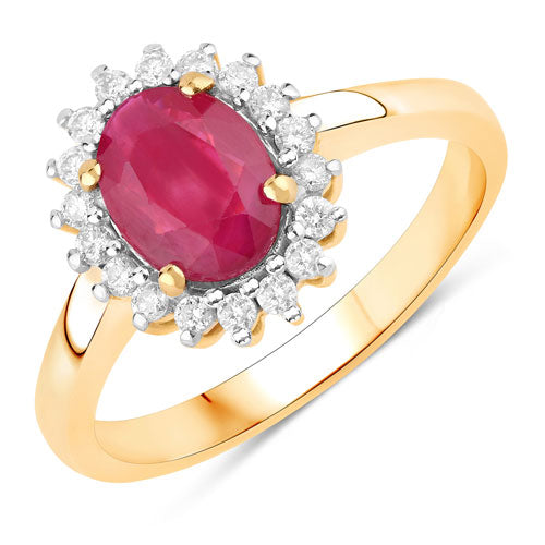 1.64 Carat Genuine Ruby and White Diamond 14K Yellow Gold Ring Bids.com