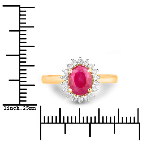 1.64 Carat Genuine Ruby and White Diamond 14K Yellow Gold Ring Bids.com