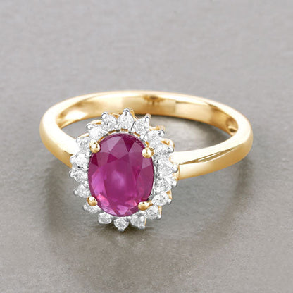 1.64 Carat Genuine Ruby and White Diamond 14K Yellow Gold Ring Bids.com