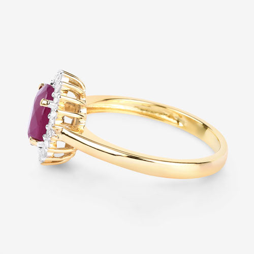 1.64 Carat Genuine Ruby and White Diamond 14K Yellow Gold Ring Bids.com