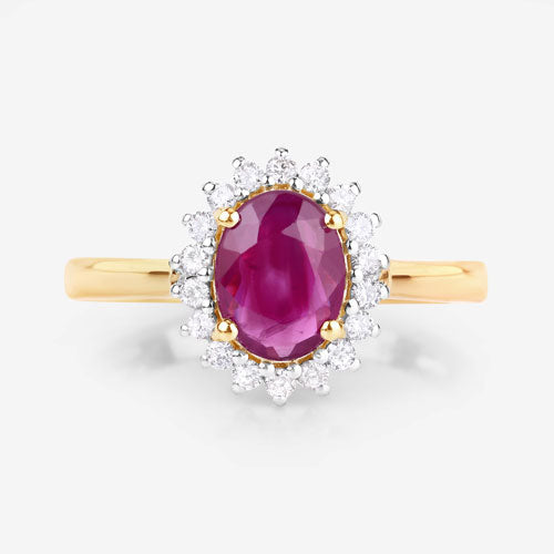 1.64 Carat Genuine Ruby and White Diamond 14K Yellow Gold Ring Bids.com