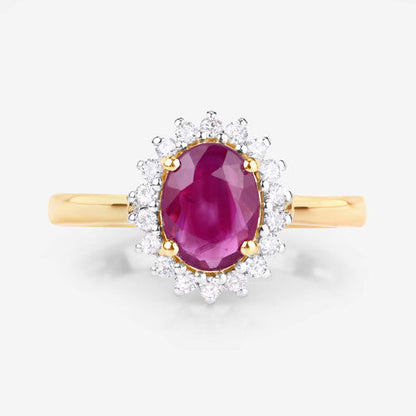 1.64 Carat Genuine Ruby and White Diamond 14K Yellow Gold Ring Bids.com