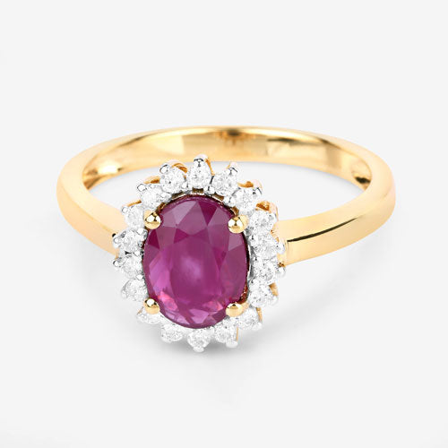 1.64 Carat Genuine Ruby and White Diamond 14K Yellow Gold Ring Bids.com