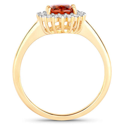 1.87 Carat Genuine Spessartite Garnet and White Diamond 14K Yellow Gold Ring Bids.com