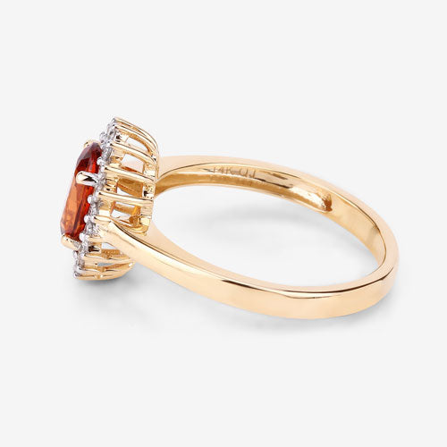 1.87 Carat Genuine Spessartite Garnet and White Diamond 14K Yellow Gold Ring Bids.com