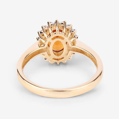 1.87 Carat Genuine Spessartite Garnet and White Diamond 14K Yellow Gold Ring Bids.com