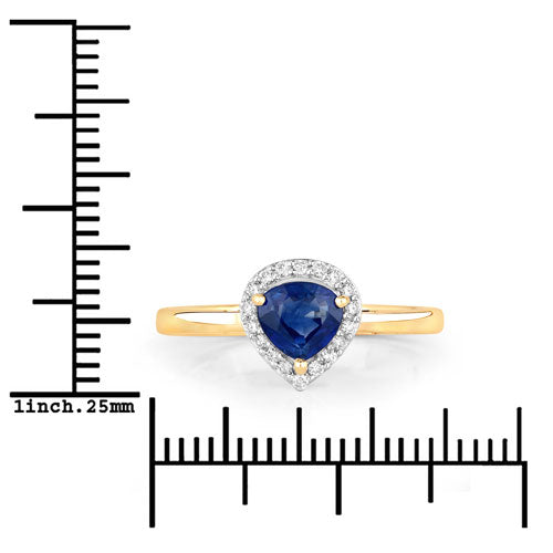 0.73 Carat Genuine Blue Sapphire and White Diamond 14K Yellow Gold Ring Bids.com