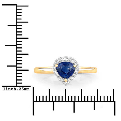 0.73 Carat Genuine Blue Sapphire and White Diamond 14K Yellow Gold Ring Bids.com