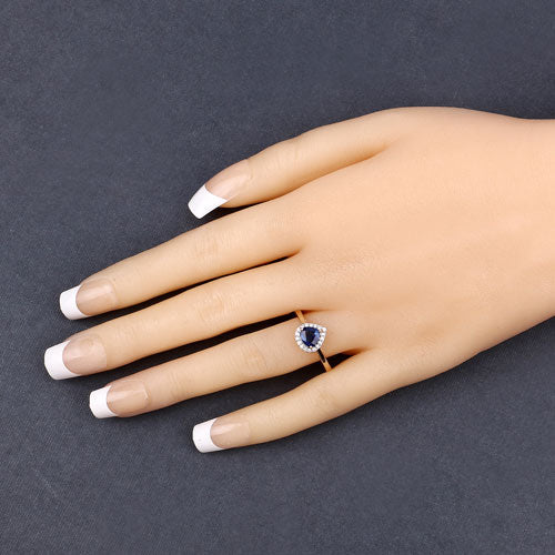0.73 Carat Genuine Blue Sapphire and White Diamond 14K Yellow Gold Ring Bids.com