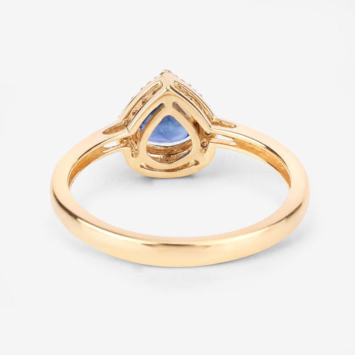 0.73 Carat Genuine Blue Sapphire and White Diamond 14K Yellow Gold Ring Bids.com