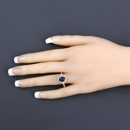1.70 Carat Genuine Blue Sapphire and White Diamond 14K Yellow Gold Ring Bids.com