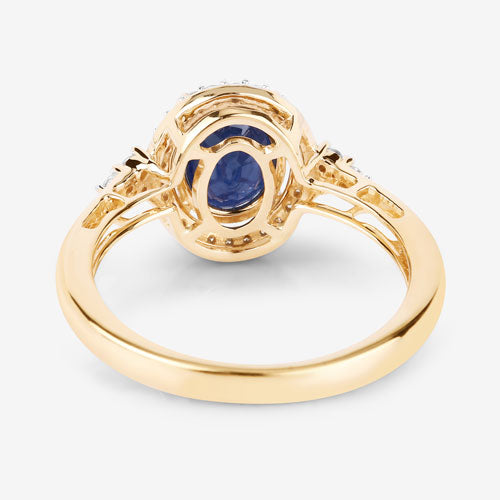 1.70 Carat Genuine Blue Sapphire and White Diamond 14K Yellow Gold Ring Bids.com