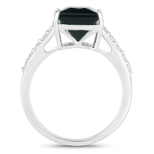 6.16 Carat Genuine Green Tourmaline and White Diamond 14K White Gold Ring Bids.com