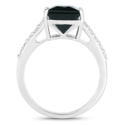 6.16 Carat Genuine Green Tourmaline and White Diamond 14K White Gold Ring Bids.com
