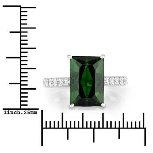 6.16 Carat Genuine Green Tourmaline and White Diamond 14K White Gold Ring Bids.com
