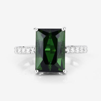 6.16 Carat Genuine Green Tourmaline and White Diamond 14K White Gold Ring Bids.com