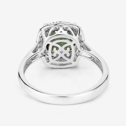 2.64 Carat Genuine Green Tourmaline and White Diamond 14K White Gold Ring Bids.com