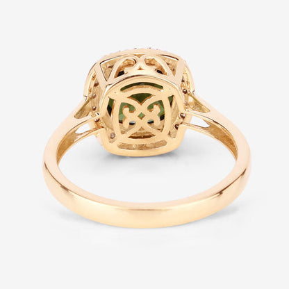 2.64 Carat Genuine Green Tourmaline and White Diamond 14K Yellow Gold Ring Bids.com