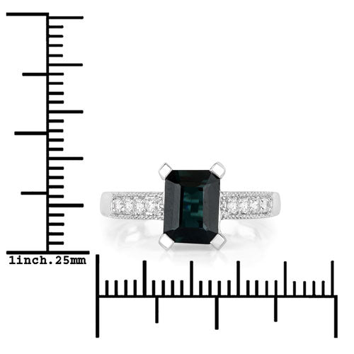 1.91 Carat Genuine Green Tourmaline and White Diamond 14K White Gold Ring Bids.com