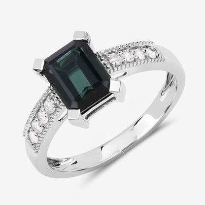 1.91 Carat Genuine Green Tourmaline and White Diamond 14K White Gold Ring Bids.com
