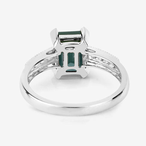 1.91 Carat Genuine Green Tourmaline and White Diamond 14K White Gold Ring Bids.com