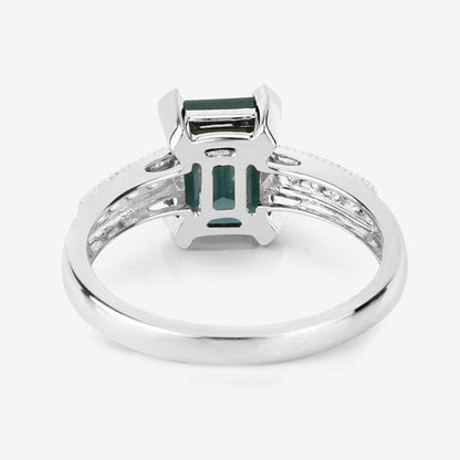1.91 Carat Genuine Green Tourmaline and White Diamond 14K White Gold Ring Bids.com