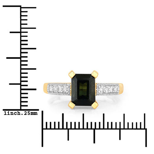 1.91 Carat Genuine Green Tourmaline and White Diamond 14K Yellow Gold Ring Bids.com