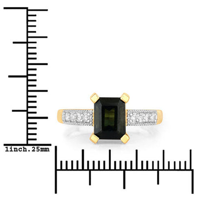 1.91 Carat Genuine Green Tourmaline and White Diamond 14K Yellow Gold Ring Bids.com