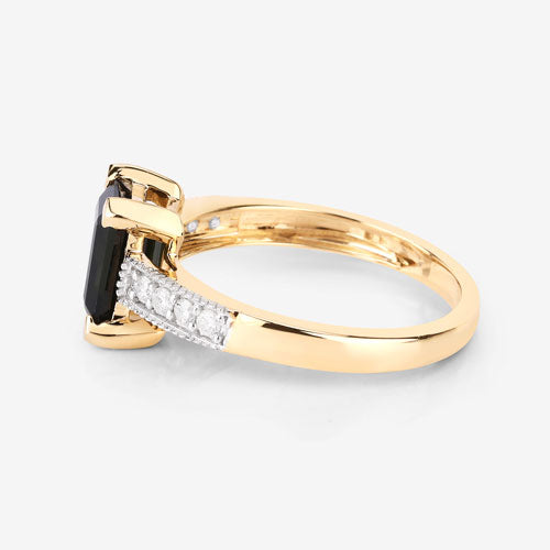 1.91 Carat Genuine Green Tourmaline and White Diamond 14K Yellow Gold Ring Bids.com